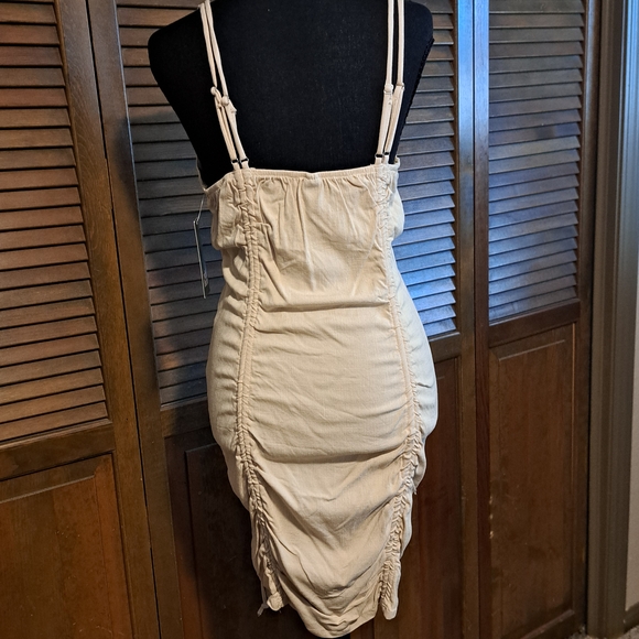 Wild Fable Beige Ruched Mini Dress - Picture 2 of 4